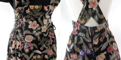 Vintage 90s Corset Side Floral Grunge Skirt L