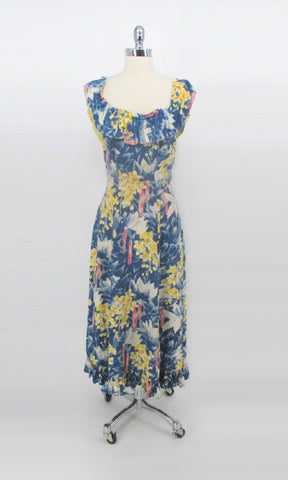 Vintage Early 50s Rayon Hawaiian Holo Muu Dress XS