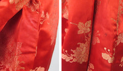 Vintage 60s 50s Red Satin Andrade Hawaiian Sarong Dress M