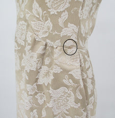 Vintage 60s 50s Champagne Jacquard Sheath Party Dress XS