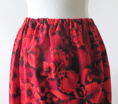Vintage 70's Handmade Red Maxi Skirt 50's Hawaiian Fabric 1X XXL Plus - Bombshell Bettys Vintage