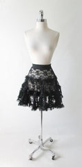 80's Karen Alexander Black Lace Mini Slip Petticoat Skirt S - Bombshell Bettys Vintage