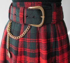 Vintage Tartan Plaid Skirt Gold Chain Belt L - Bombshell Bettys Vintage
