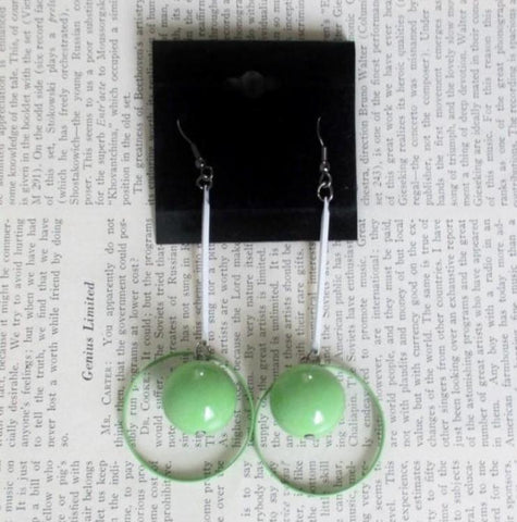 Vintage 80's Lime Green New Wave Glam Dangle Earrings