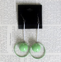 Vintage 80's Lime Green New Wave Glam Dangle Earrings - Bombshell Bettys Vintage