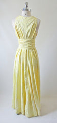 Vintage 70's Sweeping Maxi Dress Matching Obi Sash Gown L - Bombshell Bettys Vintage