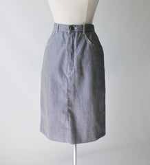 Vintage 80's Hickory Stripe J Lerbret  BIS  Denim Pencil Skirt - Bombshell Bettys Vintage