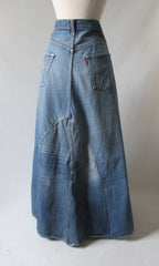 Vintage Big E Jeans Handmade Levis Hippie Maxi Skirt XL XXL - Bombshell Bettys Vintage