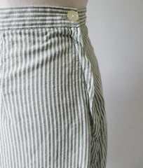 Vintage 40's 50's Green White Stripe Seersucker Culotte Shorts Skirt M - Bombshell Bettys Vintage