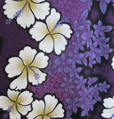 Mens Vintage Hilo Hattie Purple Hibiscus Barkcloth Hawaiian Shirt XL - Bombshell Bettys Vintage