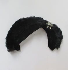 Vintage 50's Black Velvet & Fur Headband Hat - Bombshell Bettys Vintage