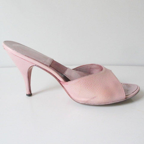 Vintage 50's Pink Textured Springolator Heels Shoes 8 / 8.5 M