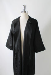 Vintage 50's Black Moiré Taffeta Evening Swing Coat Jacket M - Bombshell Bettys Vintage