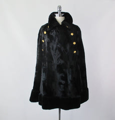 Vintage 60's Faux Fur Velvet Cape Wrap Jacket One Size - Bombshell Bettys Vintage