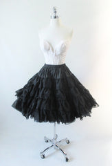 Black Organdy Full Crinoline Petticoat Sheer Slip Skirt One Size S / M / L - Bombshell Bettys Vintage