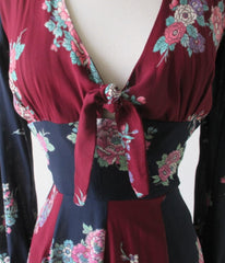Vintage 70's Floral Rayon Day Dress S - Bombshell Bettys Vintage