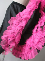 Vintage 50's 60's Dark Grey Pink Ruffle Can Can Petticoat Crinoline Slip - Bombshell Bettys Vintage