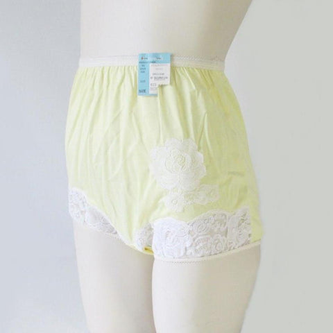 Vintage 50's Sunny Yellow White Lace Bloomer Panties 36 NWT