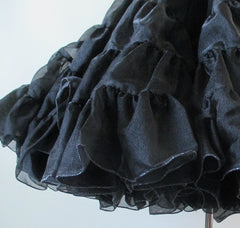 Black Organdy Full Crinoline Petticoat Sheer Slip Skirt One Size S / M / L - Bombshell Bettys Vintage