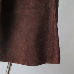 Vintage 60's 70's Brown Suede Leather Lace Front Mini Skirt M - Bombshell Bettys Vintage