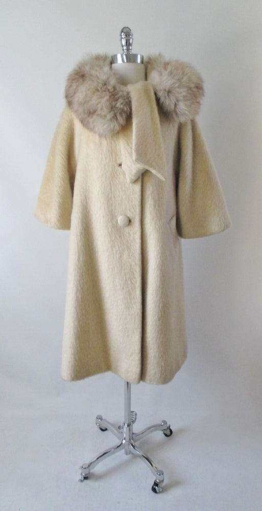 FRR Phyllis Long Sleeves Sweater with Fox Fur Cuffs in Beige