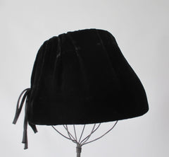 Vintage 50's 60's Black Velvet Bucket Hat - Bombshell Bettys Vintage