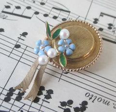 Vintage Krementz Hat Flower and Pearl Brooch Pin - Bombshell Bettys Vintage