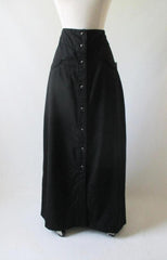 Vintage Style Scully Retro Black Western Long Pearl Snap Skirt  S - Bombshell Bettys Vintage