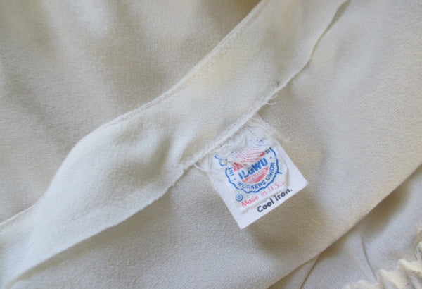 Vintage 70's 40's Style Cream Crepe Long Sleeve Day Dress M – Bombshell ...