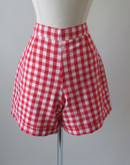 Vintage 70's Goes 40's Gingham Rockabilly Pinup Style Shorts L - Bombshell Bettys Vintage