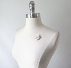 Vintage 40's Cut Steel Silver Sparrow Brooch Pin Germany - Bombshell Bettys Vintage
