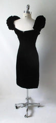 Vintage 50's 60's Cold Shoulder Lilli Diamond Black Velvet Cocktail Dress - Bombshell Bettys Vintage