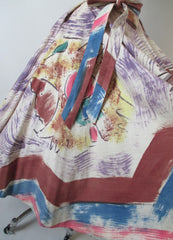 Vintage 50's Hand Painted Aztec Warrior Circle Souvenir Skirt M / L - Bombshell Bettys Vintage