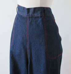 Vintage 30's / 40's Style Side Button High Waist Retro Jeans  Trousers XL 1X 34 - Bombshell Bettys Vintage