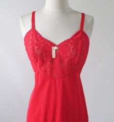 Vintage Red Roses Lace Slip 36 NWT - Bombshell Bettys Vintage