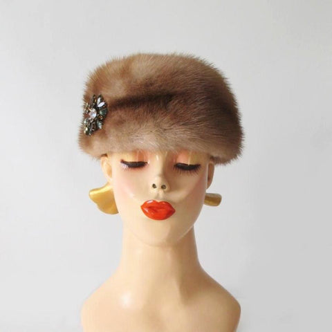 Vintage 50's Honey Blonde Mink Chapeaux Pillbox Hat