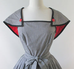 Vintage 50's Black & White Removable Capelet Sundress Dress M - Bombshell Bettys Vintage