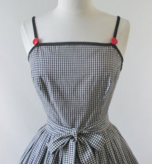 Vintage 50's Black & White Removable Capelet Sundress Dress M - Bombshell Bettys Vintage