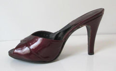 Vintage 70's Red Burgundy Patent Leather Springolator Heels Shoes 8 - Bombshell Bettys Vintage