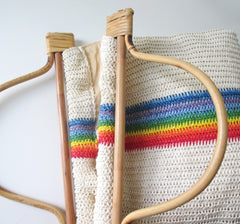 Vintage 70's / 80's Woven Raffia Rainbow Handbag Bag Tote - Bombshell Bettys Vintage
