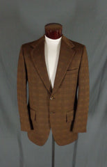 Vintage Action Tailored By Rough Rider Brown Polyblend Checkered Blazer - 44 - Bombshell Bettys Vintage