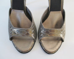 • Vintage Golden Bronze Snakeskin Springolators Heels Shoes 7 - Bombshell Bettys Vintage
