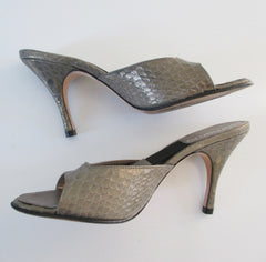 • Vintage Golden Bronze Snakeskin Springolators Heels Shoes 7 - Bombshell Bettys Vintage
