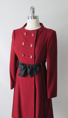 Vintage 60's Deep Red Wool Double Breasted Princess Coat Jacket - Bombshell Bettys Vintage