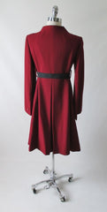 Vintage 60's Deep Red Wool Double Breasted Princess Coat Jacket - Bombshell Bettys Vintage