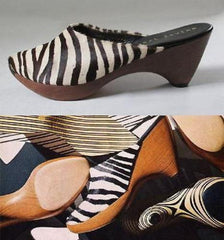 RARE Vintage 1960's Herbert Levine Zebra Sculpted Wood Platform Heels Clogs 1964 - Bombshell Bettys Vintage
