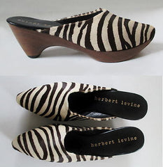 RARE Vintage 1960's Herbert Levine Zebra Sculpted Wood Platform Heels Clogs 1964 - Bombshell Bettys Vintage