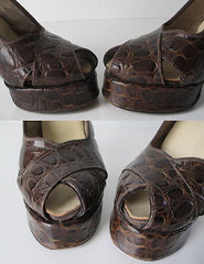 • Vintage 40's Exotic Skin Alligator Platform Slingback Heels Shoe WWII  7.5 - Bombshell Bettys Vintage