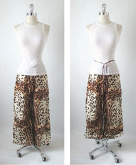 Vintage 70's Leopard Lounge Pants Top Shirt Separates Pantsuit Set M - Bombshell Bettys Vintage