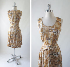 • Vintage 70's Century 21 Novelty Print Realtor Princess Dress M - Bombshell Bettys Vintage